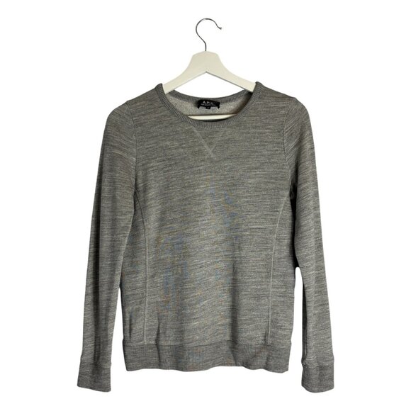A.P.C. Basic Gray Cotton Blend Crew Neck Sweatshirt Size XS Minimalist French - Picture 1 of 8